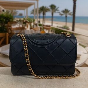 NEW Tory Burch Soft Fleming Black SMALL Convertible Shoulder/Crossbody Bag AUTH